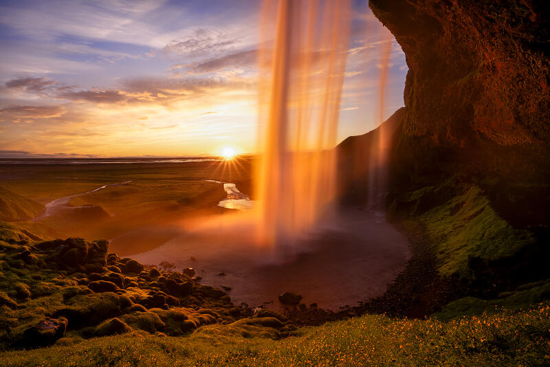 Midnight Seljalandsfoss print
