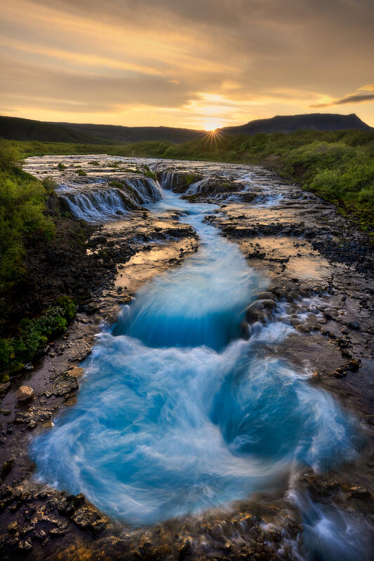 Midnight Sun Brúarfoss print