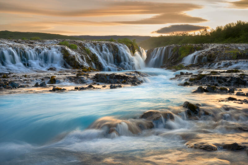 Midnight at Brúarfoss print