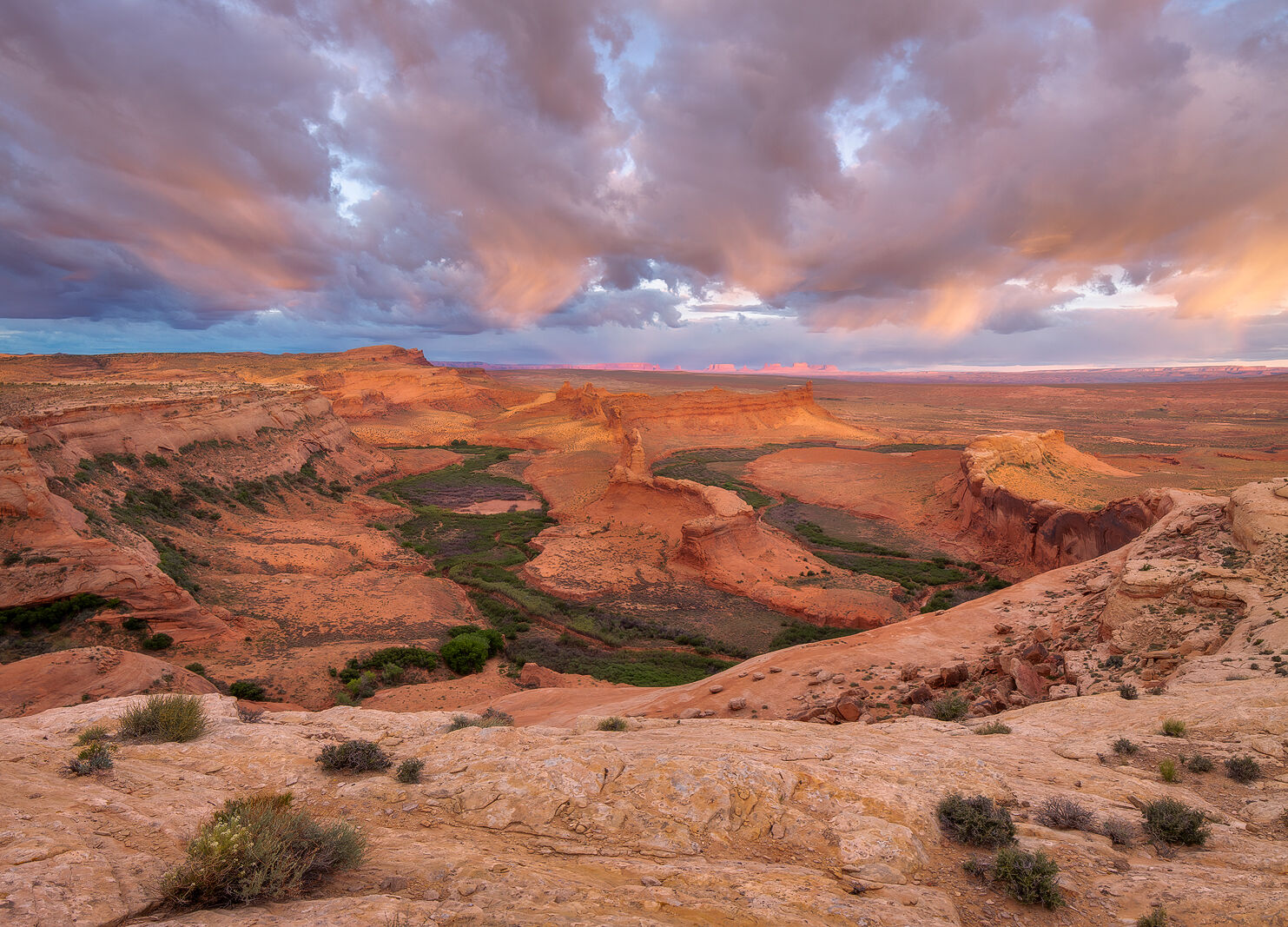 Chinle Wash Sunrise A tributary wash from the San Juan River. One of the few flowing water streams in the area.