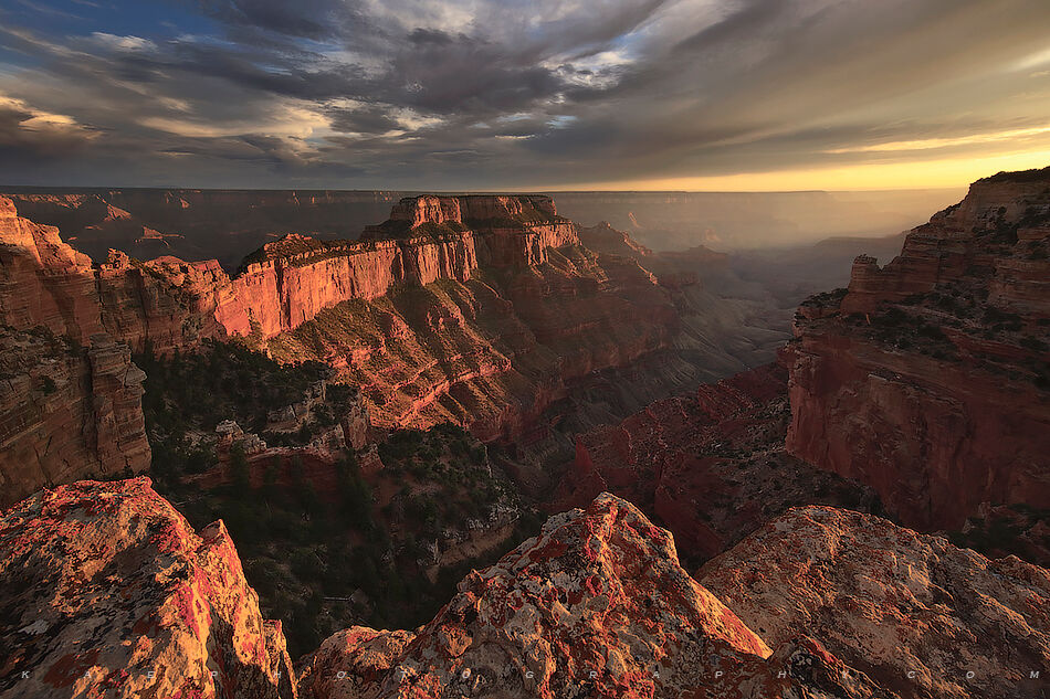 Ridge of mountains seen at sunset